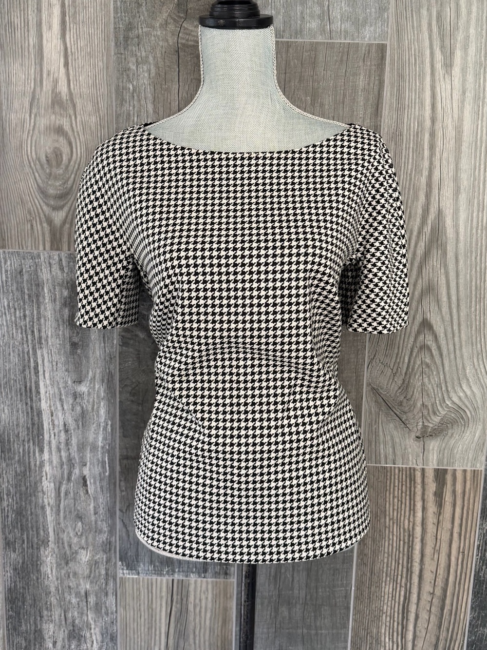 MaxMara Wool Blend Houndstooth Top - Picture 2 of 6